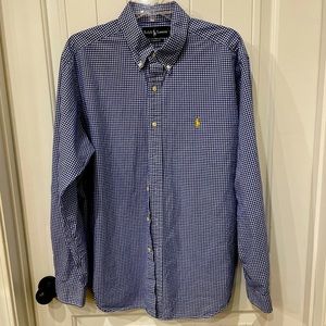 Ralph Lauren Blue Stripe Button Up Classic Fit Men's Size XL